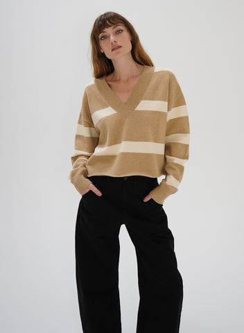 LNA Morjana Sweater / Camel Stripe