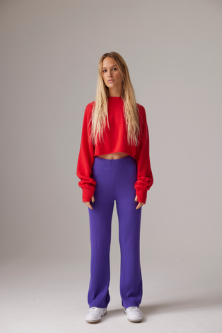 COLORUSH Cashmere Holly Crop Sweater / Lobster