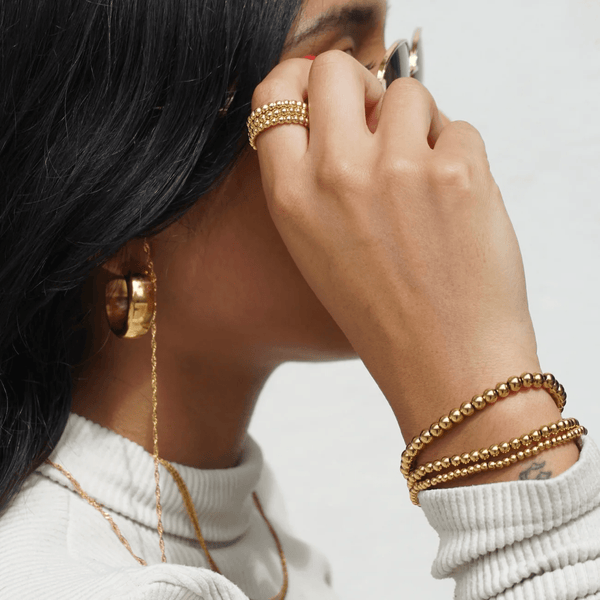 Ellie Vail / Lucia Beaded Triple Ring Set - Gold - nineNORTH | Men's & Women's Clothing Boutique