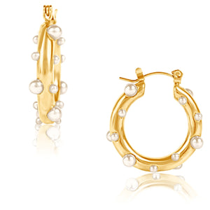 Ellie Vail / Nicoletta Pearl Hoop Earring - Gold - nineNORTH | Men's & Women's Clothing Boutique