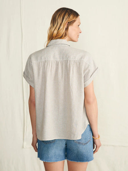 Faherty Breeze Shirt / Tan Petite Stripe - nineNORTH | Men's & Women's Clothing Boutique