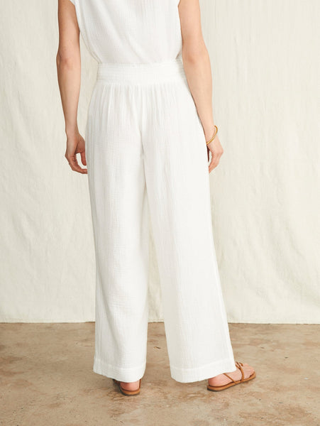 Faherty Dream Cotton Gauze Wide Leg Pant / White - nineNORTH | Men's & Women's Clothing Boutique