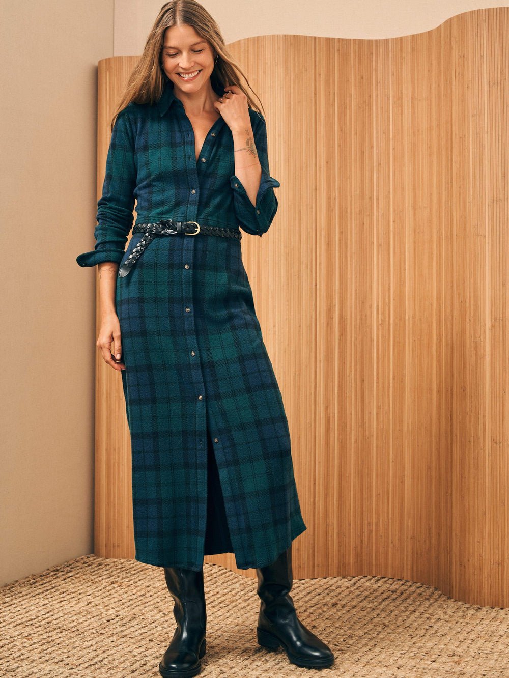 Faherty Legend Sweater Maxi Dress / Blackwatch Plaid - nineNORTH | Men's & Women's Clothing Boutique