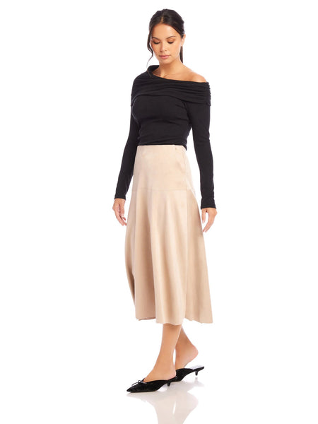 FIFTEEN TWENTY Blythe Faux Suede Midi Skirt / Almond - nineNORTH | Men's & Women's Clothing Boutique