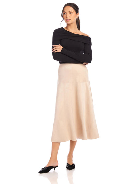 FIFTEEN TWENTY Blythe Faux Suede Midi Skirt / Almond - nineNORTH | Men's & Women's Clothing Boutique