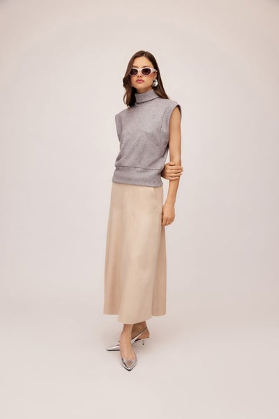 FIFTEEN TWENTY Blythe Faux Suede Midi Skirt / Almond - nineNORTH | Men's & Women's Clothing Boutique