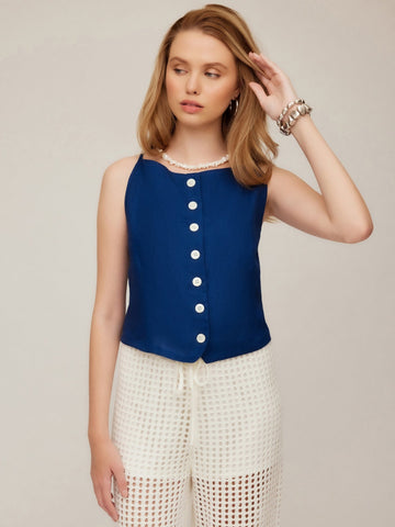 FIFTEEN TWENTY Elis Sleeveless Button - Up Top / Sea Blue - nineNORTH | Men's & Women's Clothing Boutique