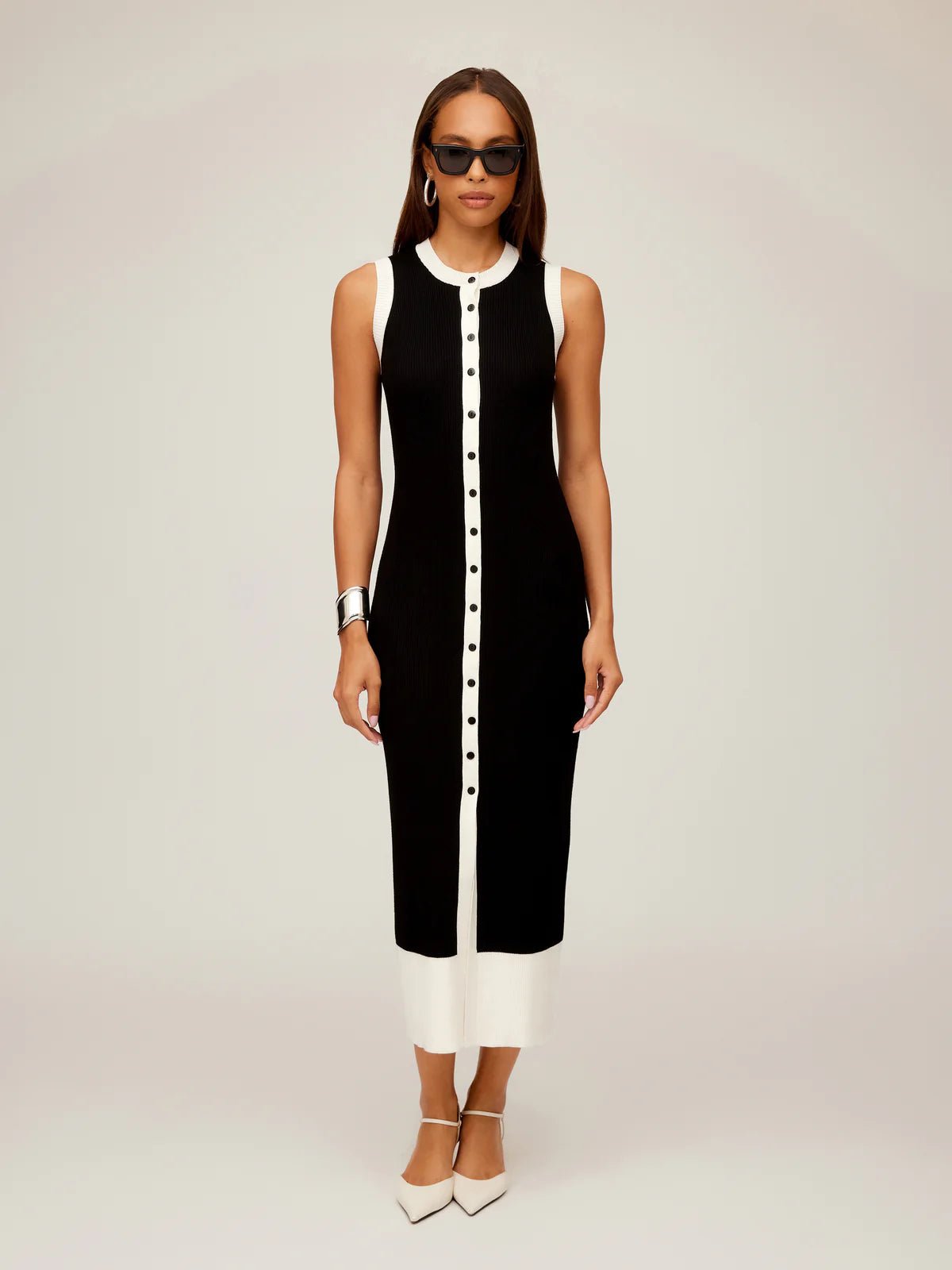 FIFTEEN TWENTY Sleeveless Maves Sweater Dress / Black & Cream - nineNORTH | Men's & Women's Clothing Boutique