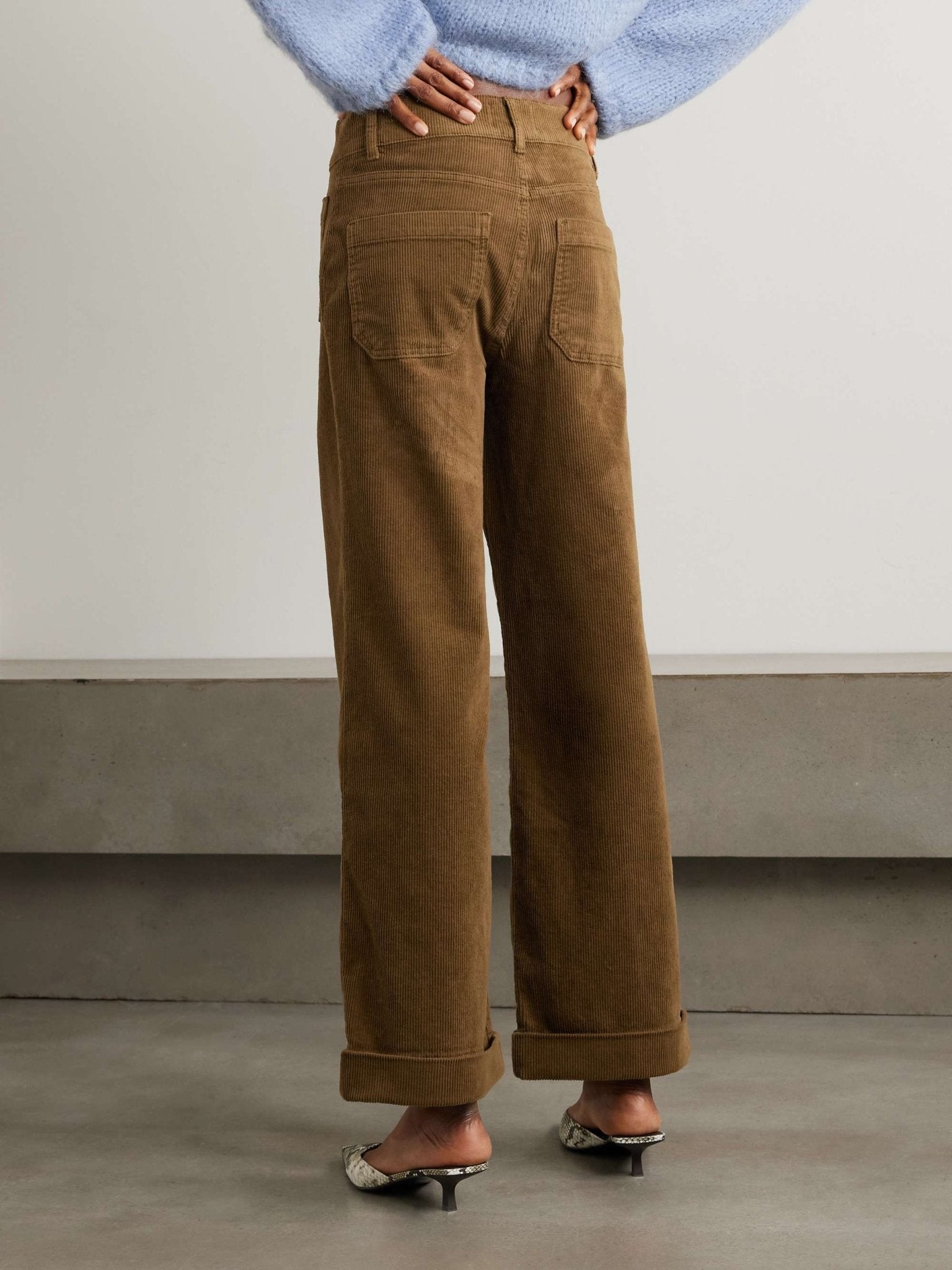 Wide leg cropped corduroy pants sales