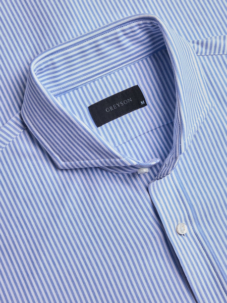 Greyson Birmingham Striped Knit Shirt / Wolf Blue & Arctic - nineNORTH | Men's & Women's Clothing Boutique
