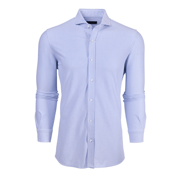 Greyson Birmingham Striped Knit Shirt / Wolf Blue & Arctic - nineNORTH | Men's & Women's Clothing Boutique