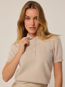 Greyson Brushed Cashmere Bardot Sweater Polo / Sand - nineNORTH | Men's & Women's Clothing Boutique