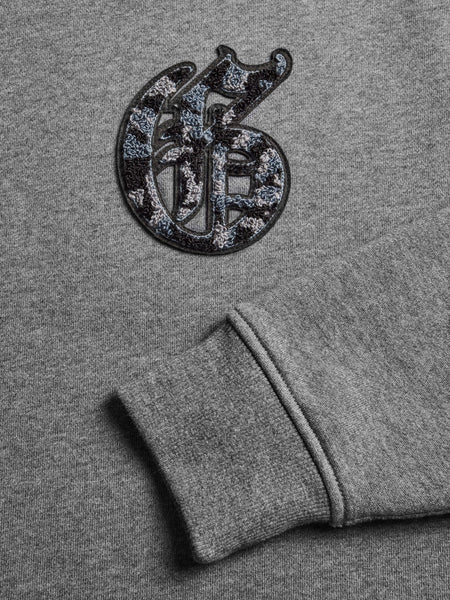 Greyson Old English "G" Chenille Aspen Crewneck / Smoke Heather - nineNORTH | Men's & Women's Clothing Boutique