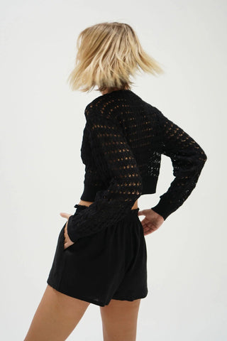LNA Aras Linen Elastic Waist Short / Black - nineNORTH | Men's & Women's Clothing Boutique