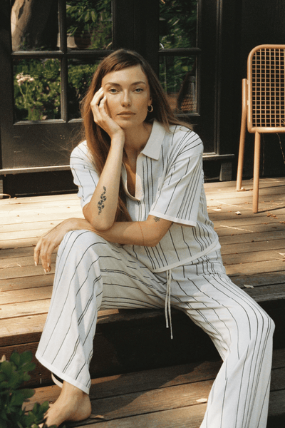 LNA Rylan Stripe Pant / Ivory & Black Stripe - nineNORTH | Men's & Women's Clothing Boutique