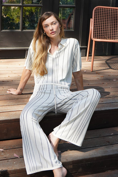 LNA Rylan Stripe Pant / Ivory & Black Stripe - nineNORTH | Men's & Women's Clothing Boutique