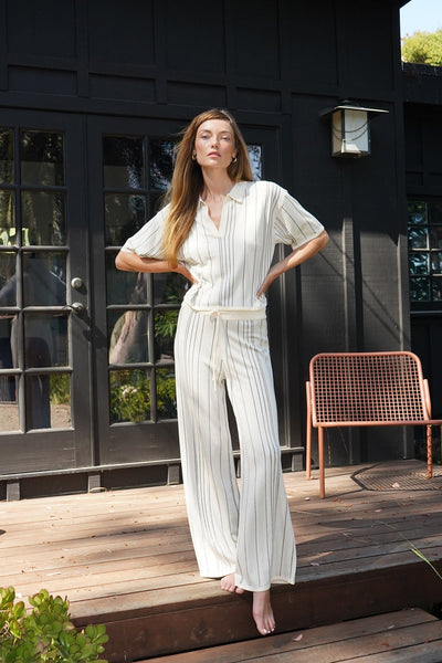 LNA Rylan Stripe Pant / Ivory & Black Stripe - nineNORTH | Men's & Women's Clothing Boutique