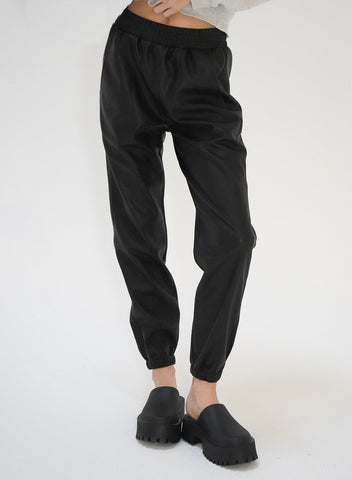 LNA Utility Faux Leather Jogger / Black - nineNORTH | Men's & Women's Clothing Boutique