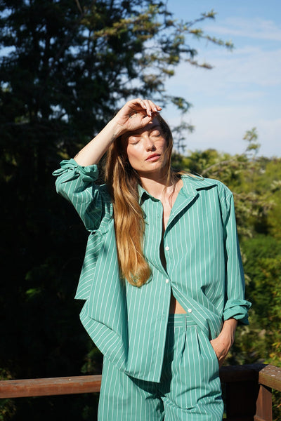LNA Valyria Blouse / Green Stripe - nineNORTH | Men's & Women's Clothing Boutique