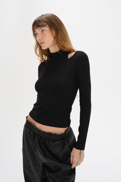 LNA Vivian 2x1 Ribbed Top / Black - nineNORTH | Men's & Women's Clothing Boutique