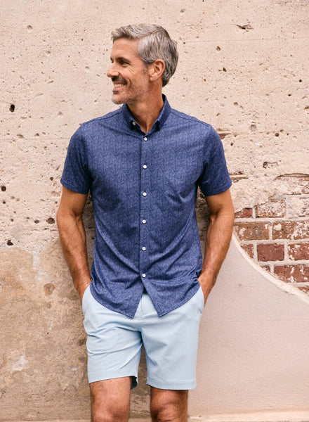 Mizzen+Main Halyard Short Sleeve / Coastal Fjord Coffee Leaves - nineNORTH | Men's & Women's Clothing Boutique