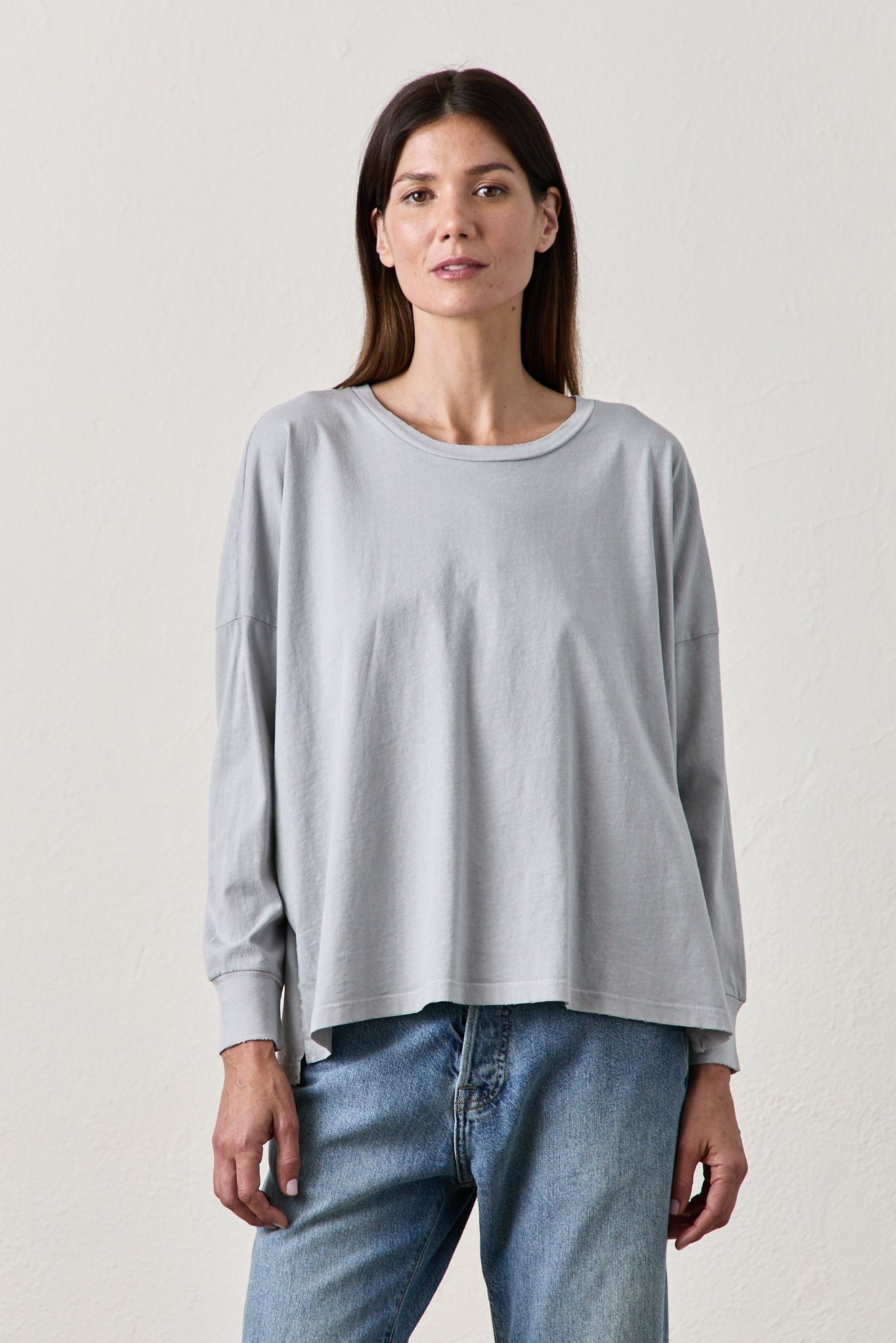 NSF Abby Long Sleeve Slouchy Crew T-Shirt / Pale Grey - nineNORTH | Men's & Women's Clothing Boutique