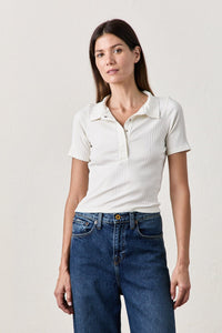 NSF Alden Fitted Snap Polo / Soft White - nineNORTH | Men's & Women's Clothing Boutique