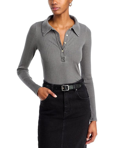 NSF Ali Fitted Long Sleeve Rib Polo / Faded Black - nineNORTH | Men's & Women's Clothing Boutique
