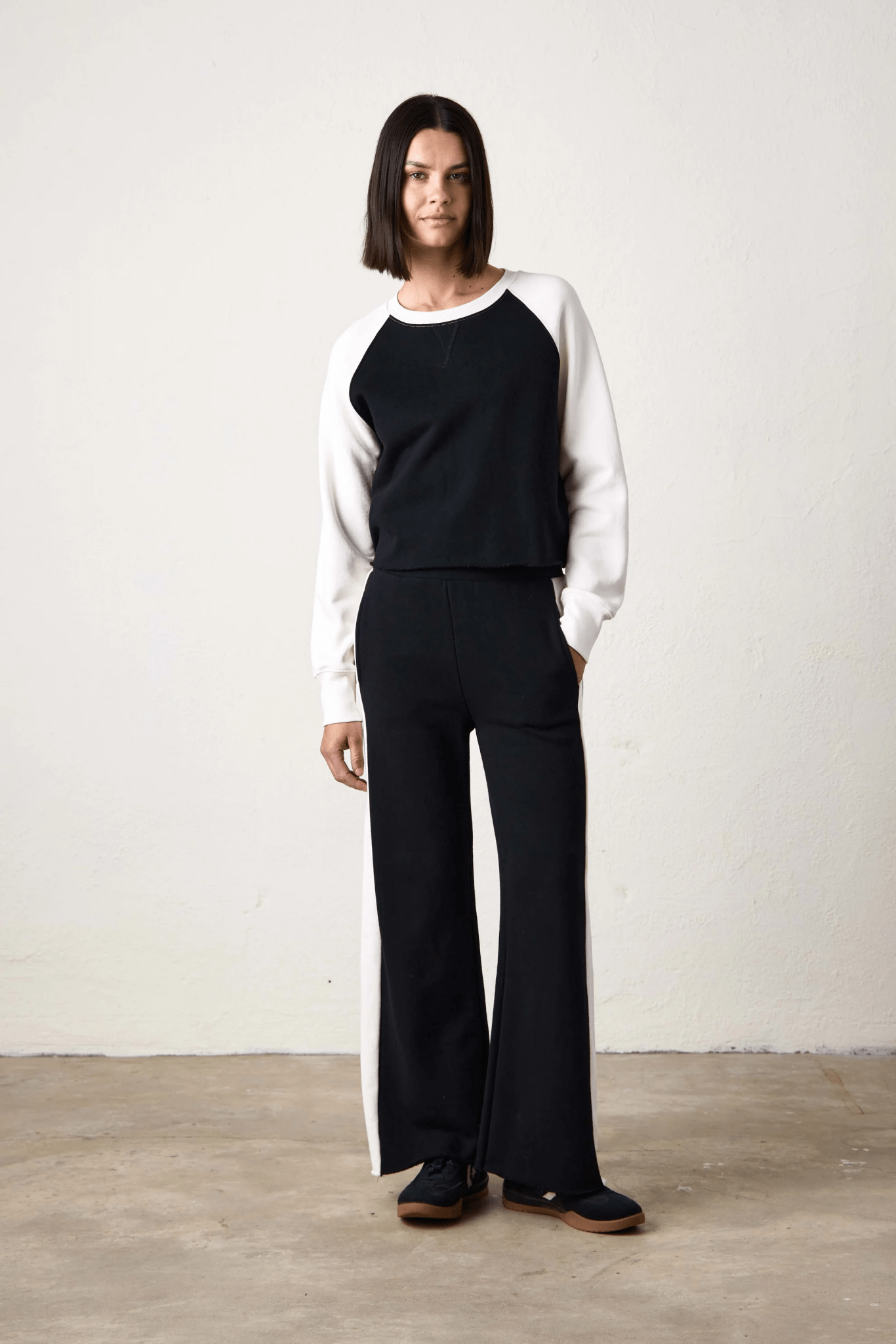 NSF Riley French Terry Sport Wide - Leg Pant / Black & Ivory - nineNORTH | Men's & Women's Clothing Boutique