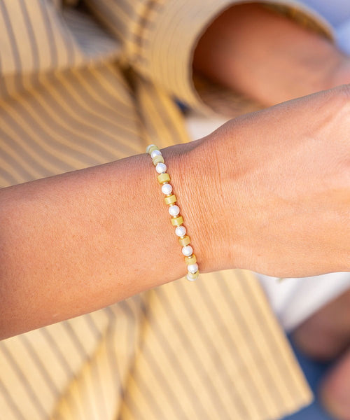 Pig & Hen Brontide 4mm Adjustable / Yellow Jade, Pearl & Gold - nineNORTH | Men's & Women's Clothing Boutique