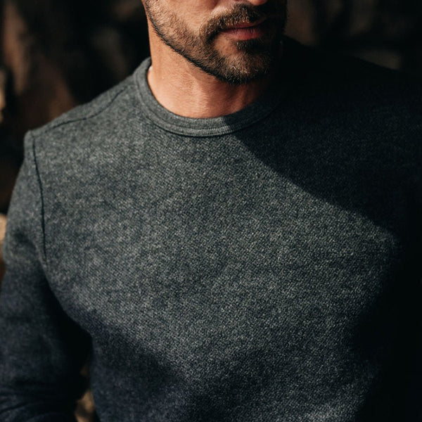 Taylor Stitch The Evans Crewneck / Charcoal Birdseye Wool - nineNORTH | Men's & Women's Clothing Boutique