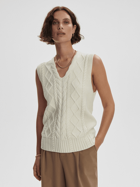 Varley Kay Cable Knit Vest / Snow White - nineNORTH | Men's & Women's Clothing Boutique