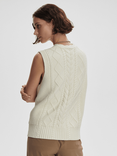 Varley Kay Cable Knit Vest / Snow White - nineNORTH | Men's & Women's Clothing Boutique