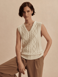 Varley Kay Cable Knit Vest / Snow White - nineNORTH | Men's & Women's Clothing Boutique