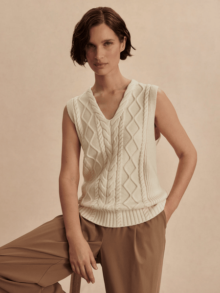 Varley Kay Cable Knit Vest / Snow White - nineNORTH | Men's & Women's Clothing Boutique