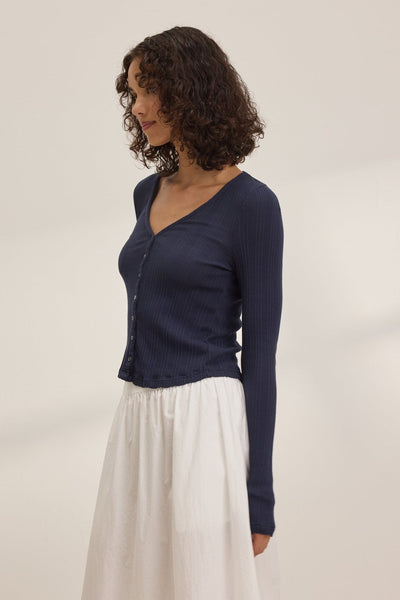 Velvet Drew Long Sleeve Pointelle Cardigan / Navy - nineNORTH | Men's & Women's Clothing Boutique