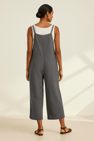 Velvet Isabel Tie - Strap Linen Romper / Graphite - nineNORTH | Men's & Women's Clothing Boutique