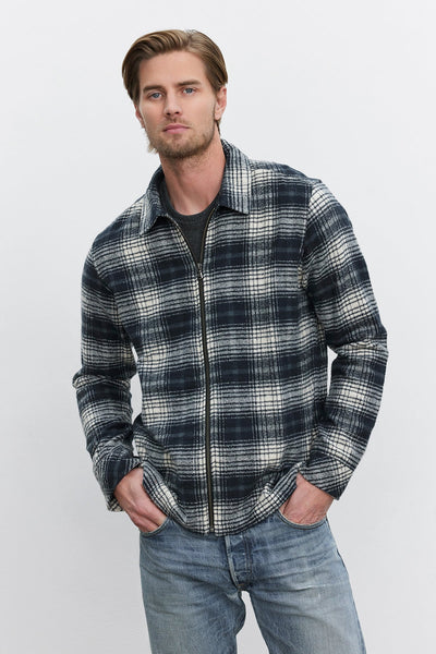 Velvet Keith Plaid Flannel Shirt Jacket / Navy & Cream - nineNORTH | Men's & Women's Clothing Boutique