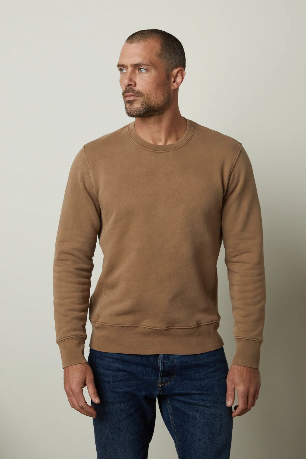 Velvet Matts Crew Neck Sweatshirt Camel nineNORTH Men s